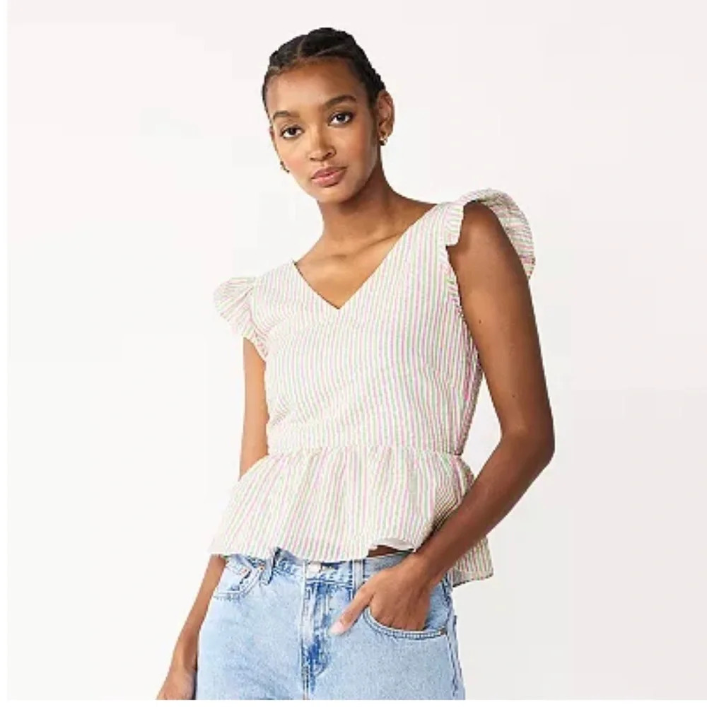 DRAPER JAMES RSVP™ Flutter Sleeve Peplum-Hem Top